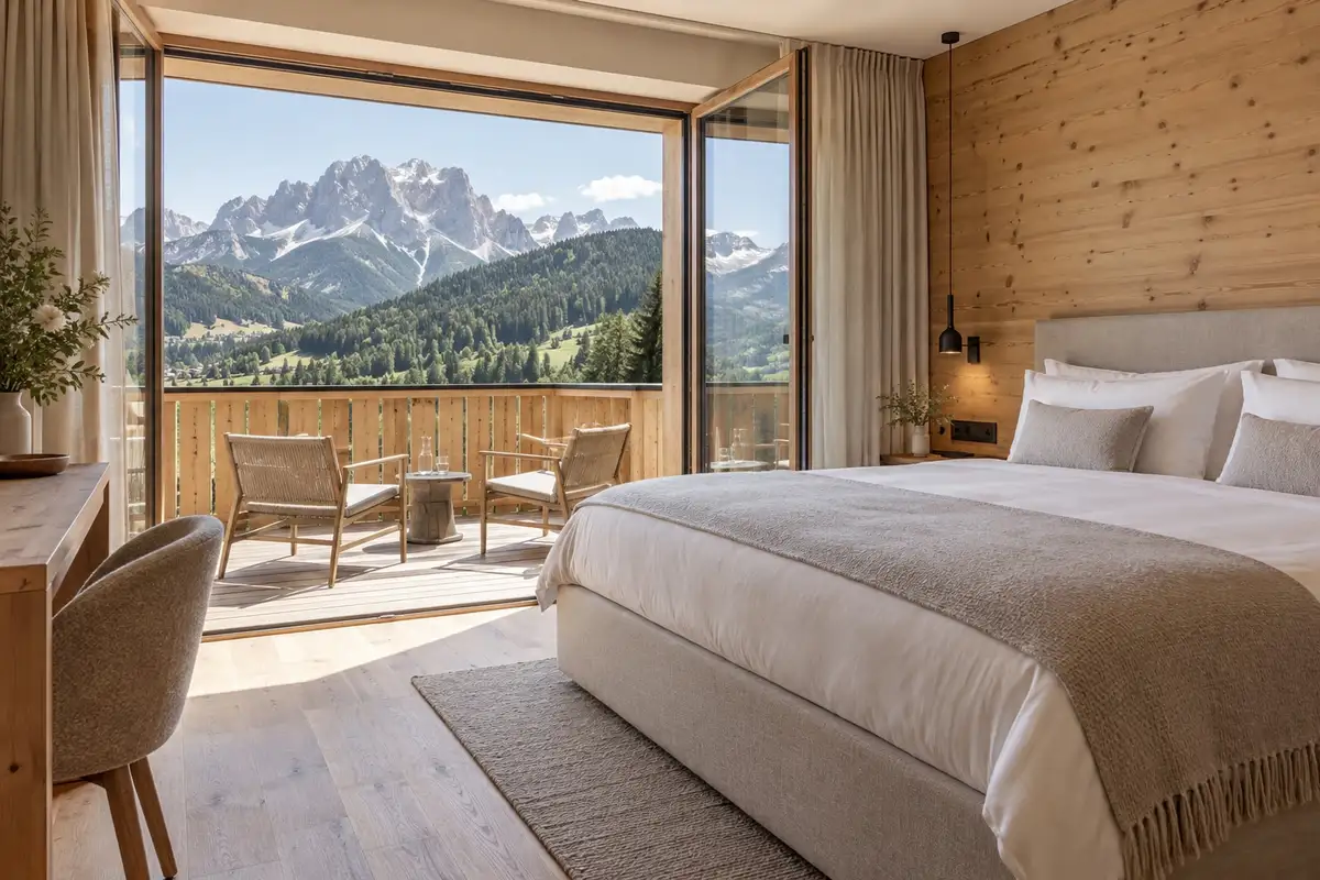 Doppia Panorama con letto matrimoniale e balcone rivolto alle cime